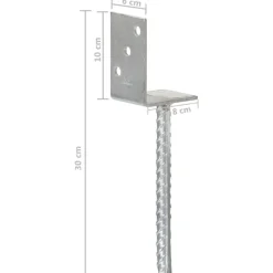 vidaXL Accesorios De Bricolaje-Anclajes de valla 6 uds acero galvanizado plateado 8x6x30 cm