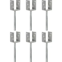vidaXL Accesorios De Bricolaje-Anclajes de valla 6 uds acero galvanizado plateado 7x6x30 cm