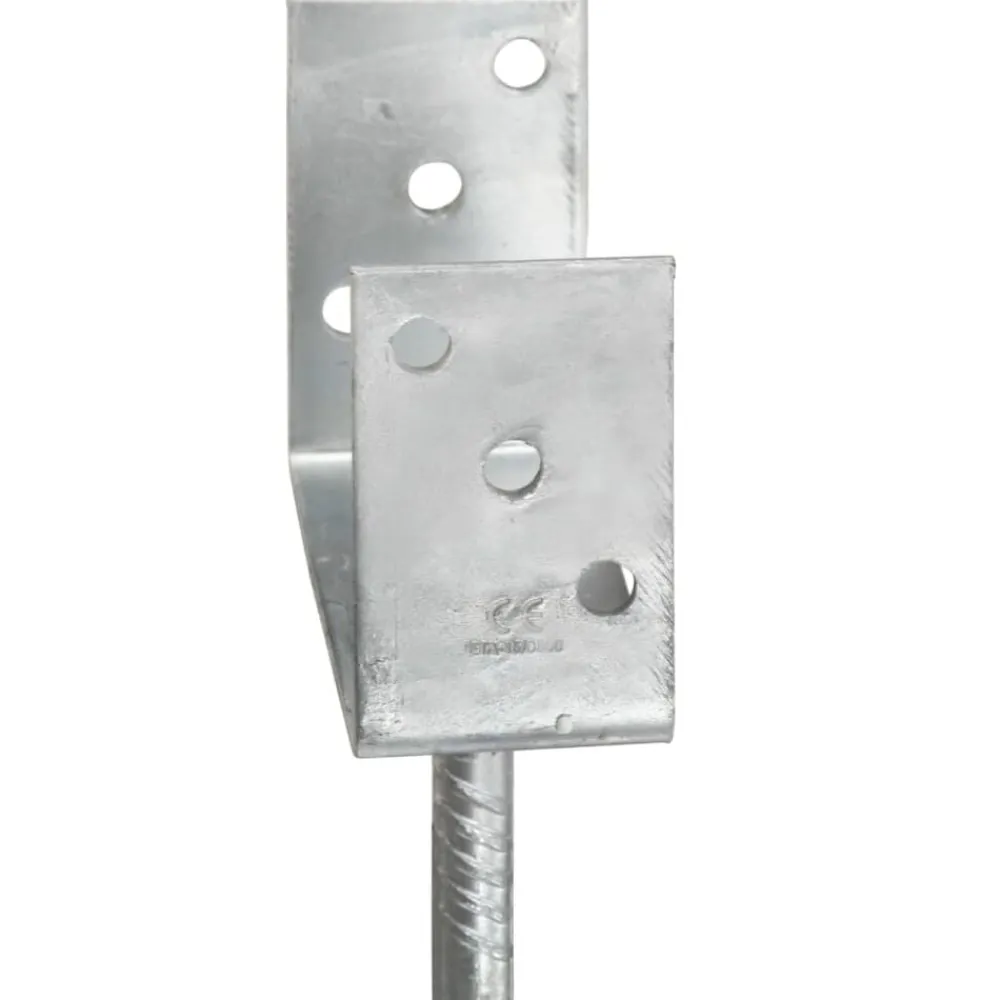 vidaXL Accesorios De Bricolaje-Anclajes de valla 6 uds acero galvanizado plateado 7x6x30 cm