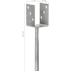 vidaXL Accesorios De Bricolaje-Anclajes de valla 6 uds acero galvanizado plateado 7x6x30 cm