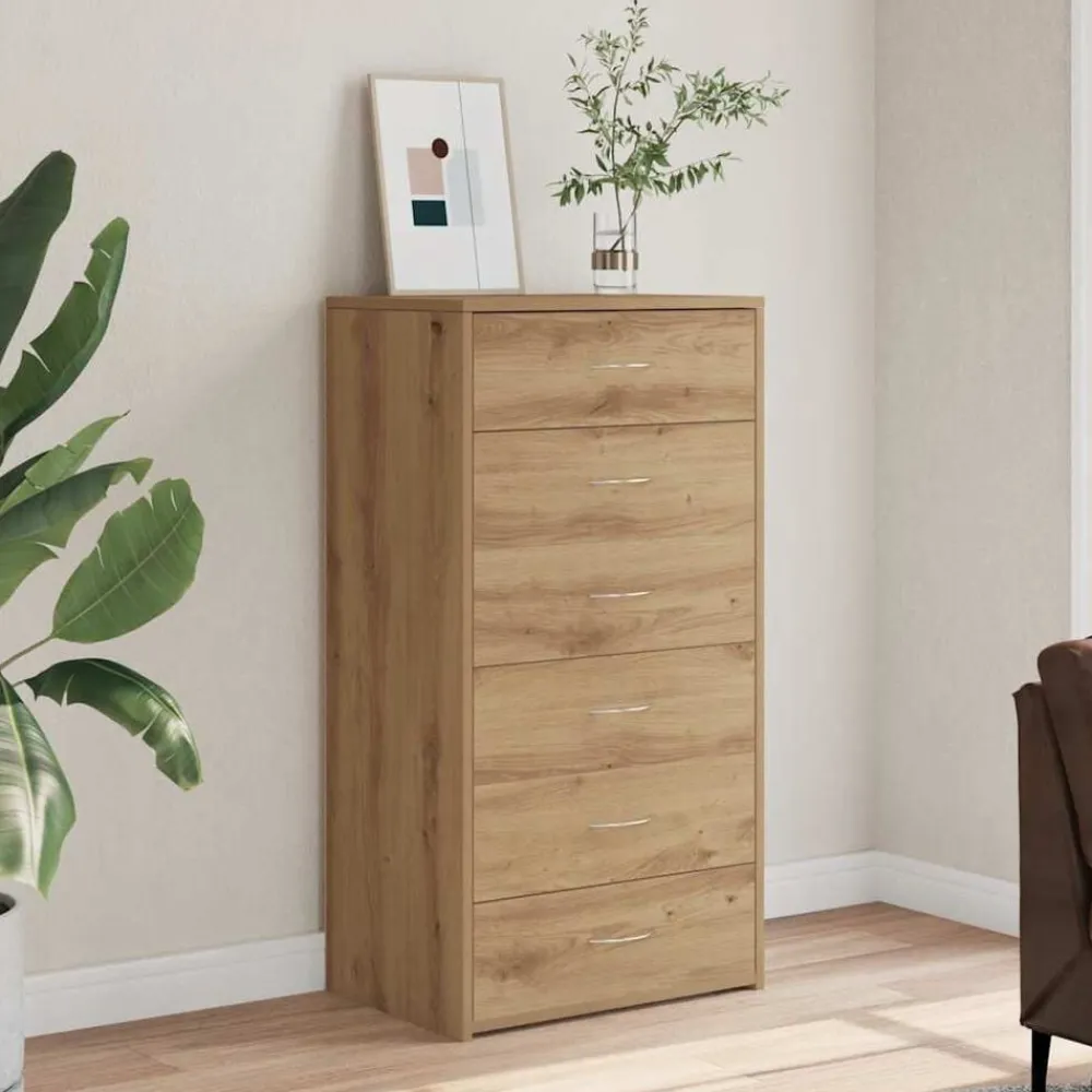 vidaXL Aparador 6 cajones contrachapada color 50x34x96 cm Roble artisan Outlet