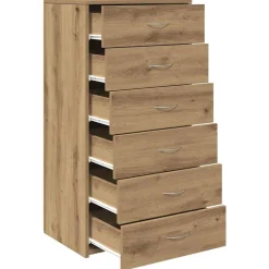 vidaXL Aparador 6 cajones contrachapada color 50x34x96 cm Roble artisan Outlet