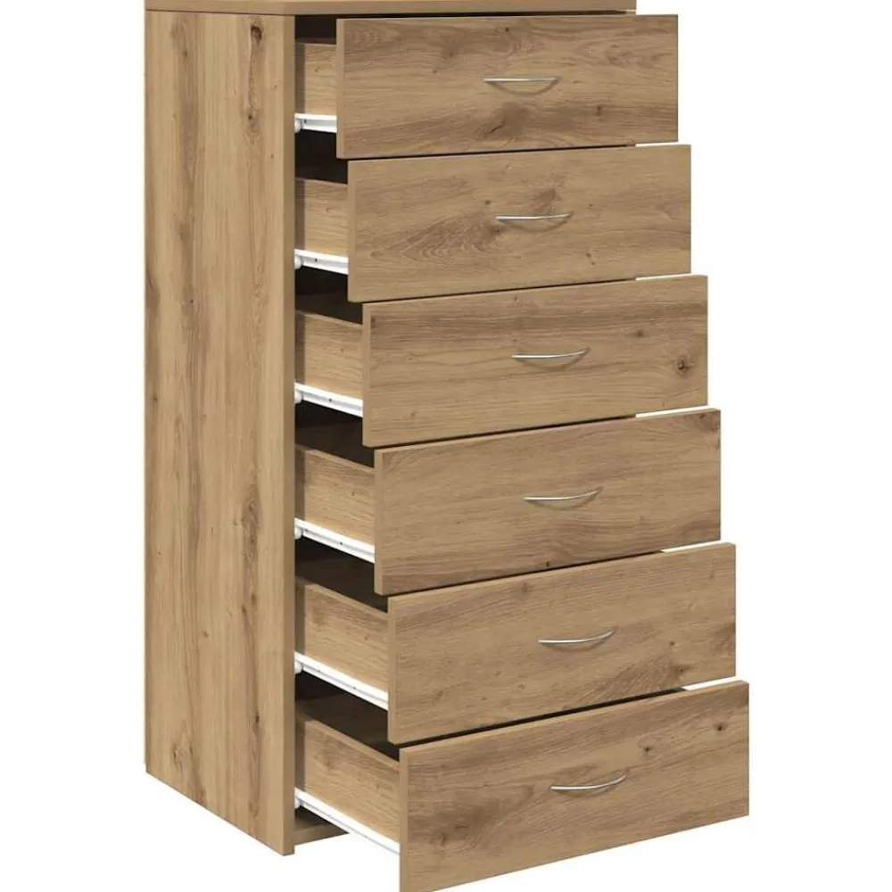 vidaXL Aparador 6 cajones contrachapada color 50x34x96 cm Roble artisan Outlet