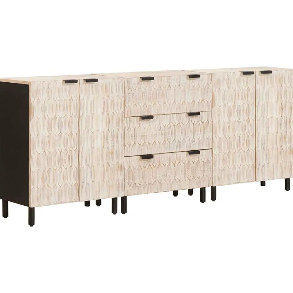 vidaXL Armarios Y Almacenamiento-Aparador 3 pcs Acabado de Lavado 180 x 33 x 75 cm