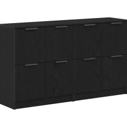 vidaXL Aparador 2 pcs 60 x 30 x 70 cm Madera de ingeniería Roble negro New