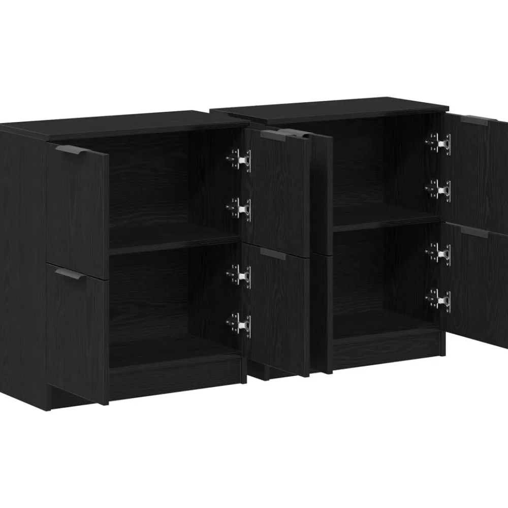 vidaXL Aparador 2 pcs 60 x 30 x 70 cm Madera de ingeniería Roble negro New
