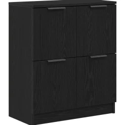 vidaXL Aparador 2 pcs 60 x 30 x 70 cm Madera de ingeniería Roble negro New