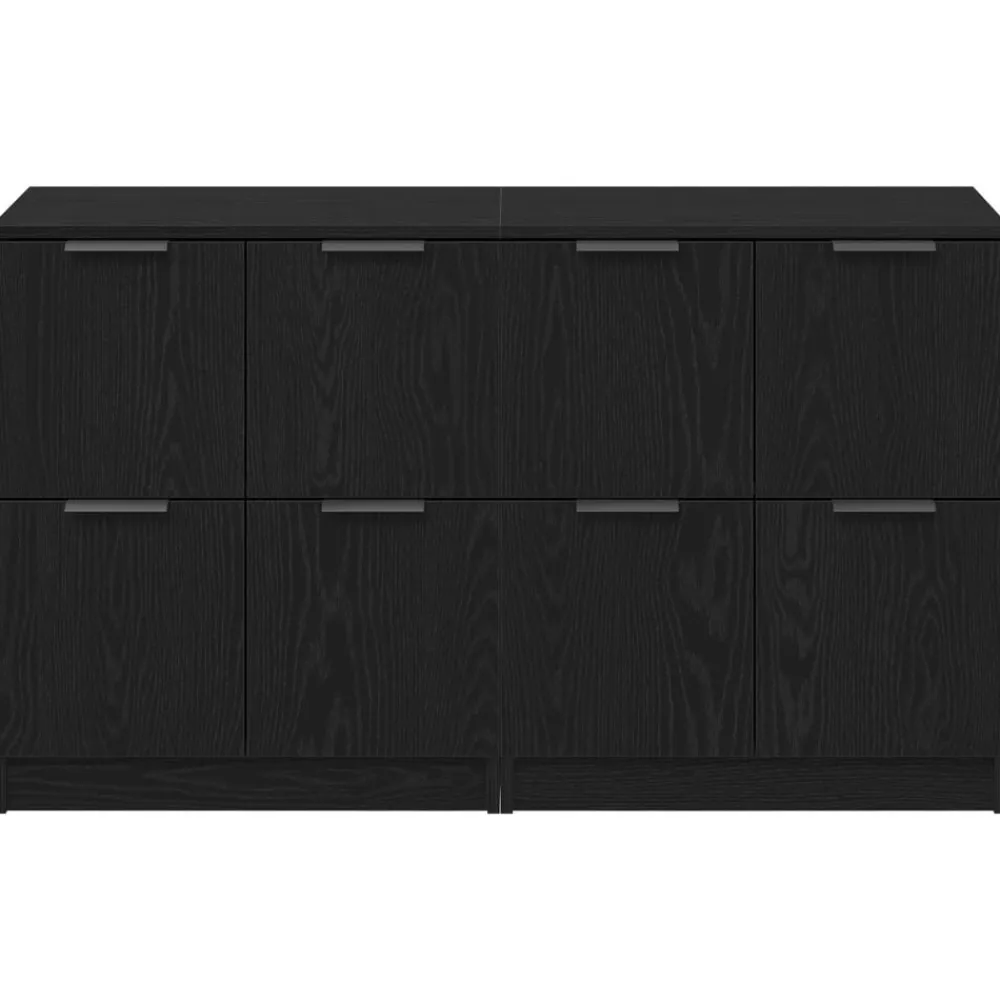 vidaXL Aparador 2 pcs 60 x 30 x 70 cm Madera de ingeniería Roble negro New