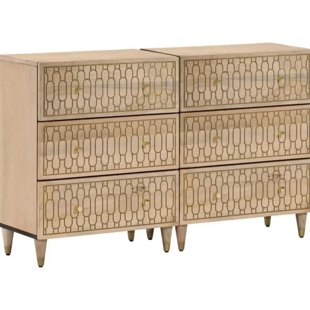 vidaXL Aparador 2 piezas madera maciza de mango 60x33x75 cm Online