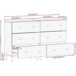 vidaXL Aparador 2 piezas madera maciza de mango 60x33x75 cm Online