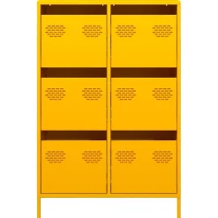 vidaXL Armarios Y Almacenamiento-Aparador acero mostaza 68x39x101,5 cm