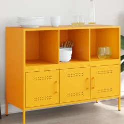 vidaXL Aparador acero mostaza 100,5x39x79 cm Amarillo Clearance