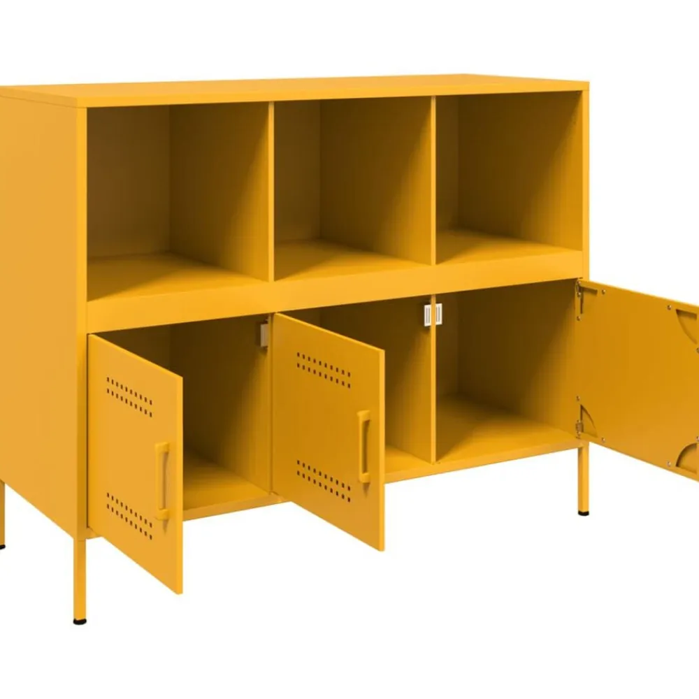 vidaXL Aparador acero mostaza 100,5x39x79 cm Amarillo Clearance