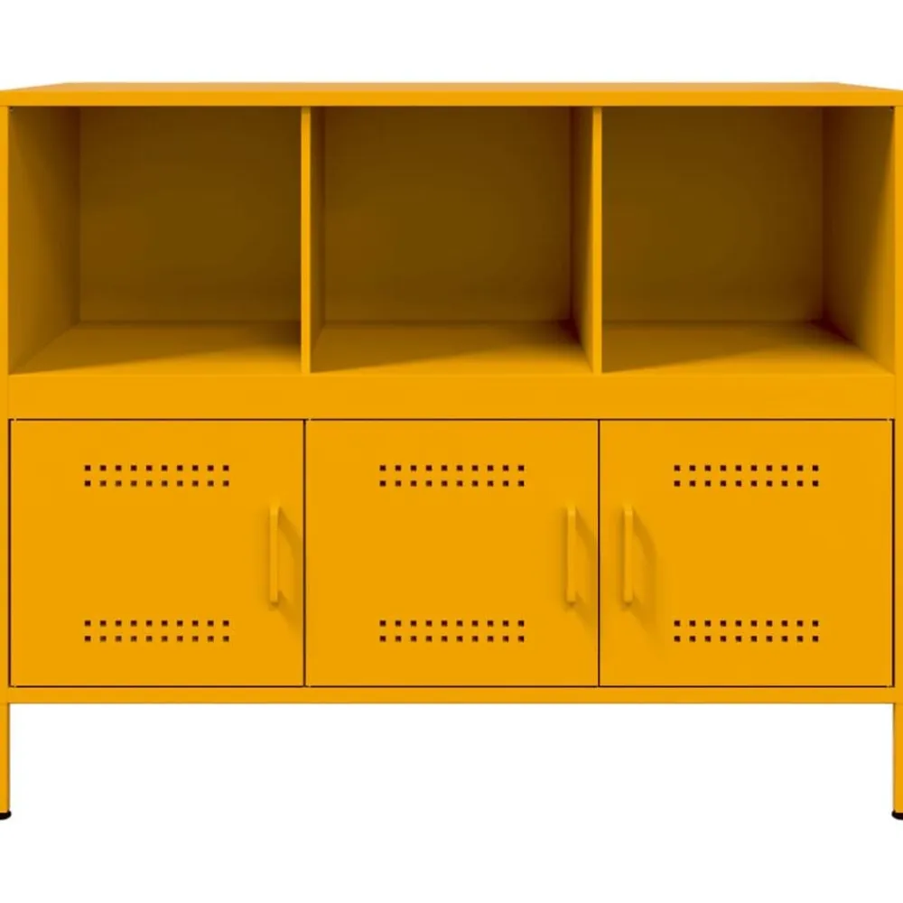vidaXL Aparador acero mostaza 100,5x39x79 cm Amarillo Clearance