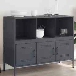 vidaXL Armarios Y Almacenamiento-Aparador acero gris 100,5x39x79 cm
