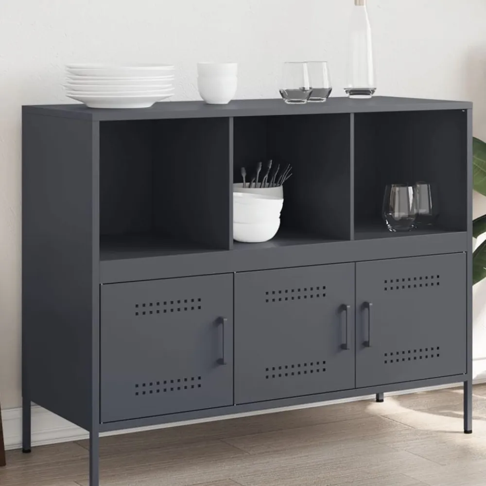 vidaXL Armarios Y Almacenamiento-Aparador acero gris 100,5x39x79 cm