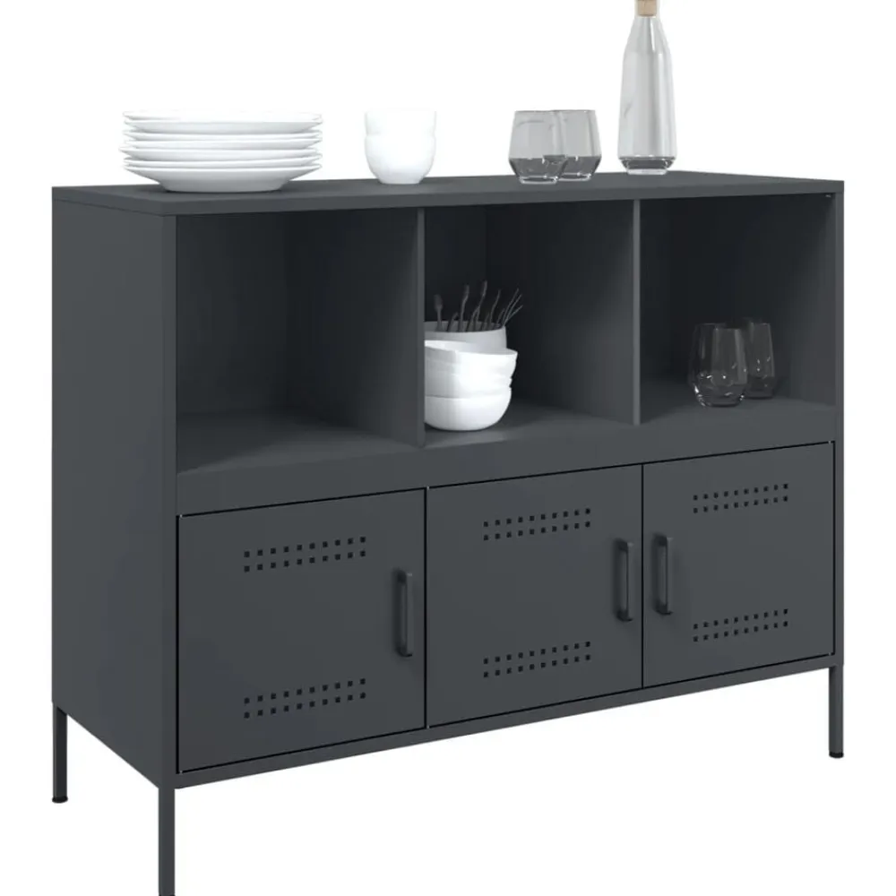 vidaXL Armarios Y Almacenamiento-Aparador acero gris 100,5x39x79 cm