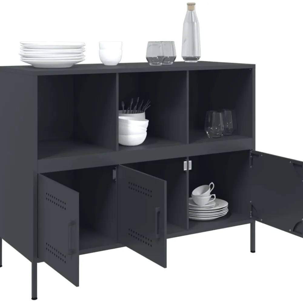 vidaXL Armarios Y Almacenamiento-Aparador acero gris 100,5x39x79 cm