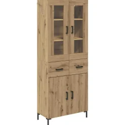 vidaXL Aparador alto 2 pcs Roble artesanal Madera de ingeniería Roble artisan Clearance
