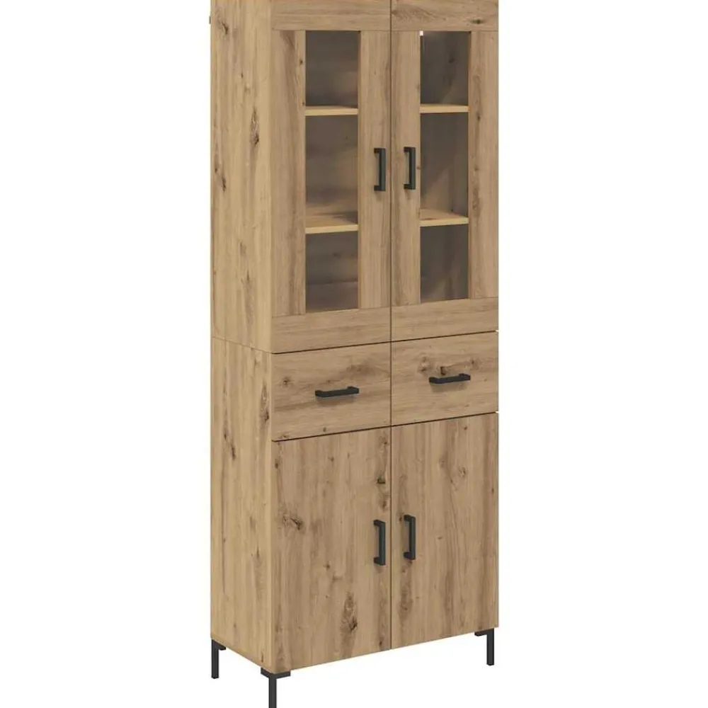 vidaXL Aparador alto 2 pcs Roble artesanal Madera de ingeniería Roble artisan Clearance
