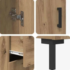 vidaXL Aparador alto 2 pcs Roble artesanal Madera de ingeniería Roble artisan Clearance