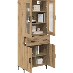 vidaXL Aparador alto 2 pcs Roble artesanal Madera de ingeniería Roble artisan Clearance