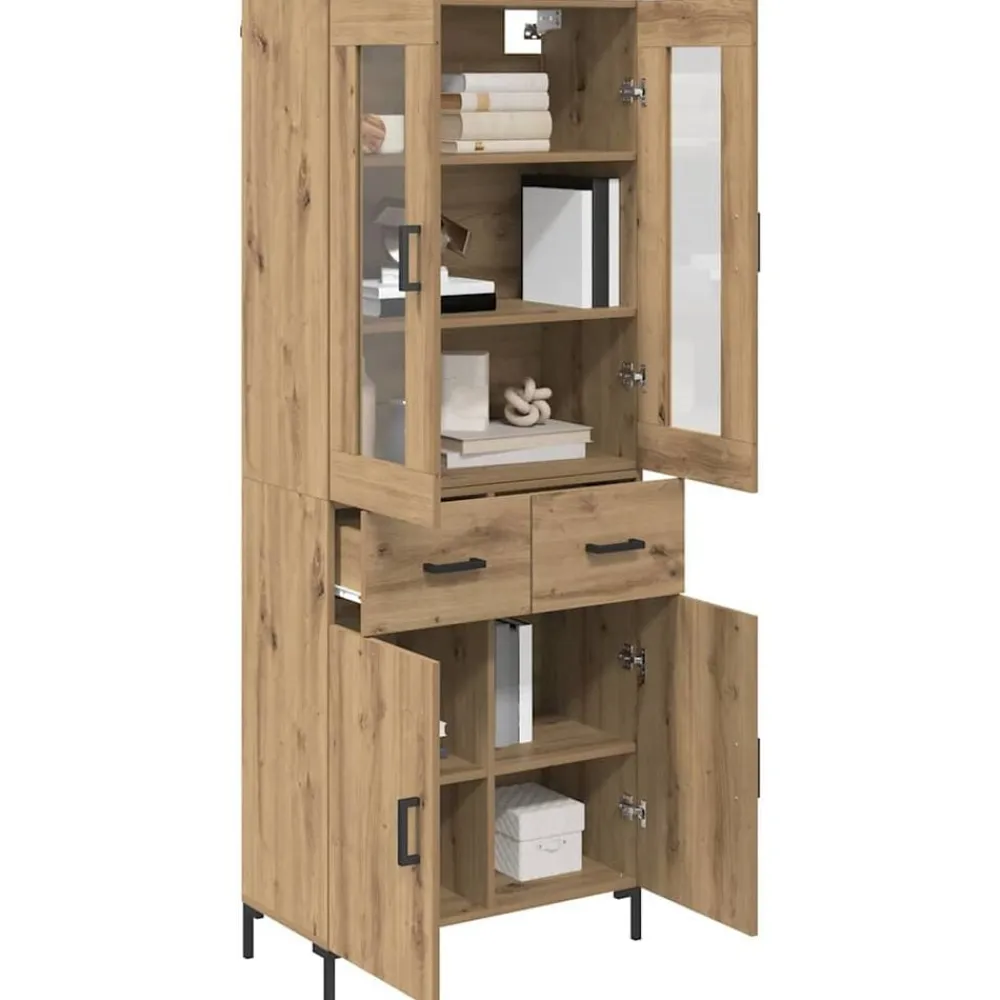 vidaXL Aparador alto 2 pcs Roble artesanal Madera de ingeniería Roble artisan Clearance