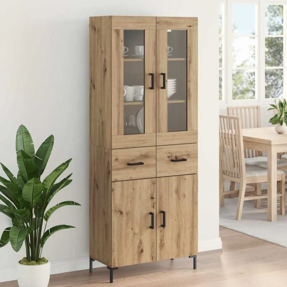 vidaXL Aparador alto 2 pcs Roble artesanal Madera de ingeniería Roble artisan Clearance