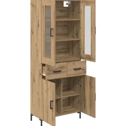 vidaXL Aparador alto 2 pcs Roble artesanal Madera de ingeniería Roble artisan Clearance
