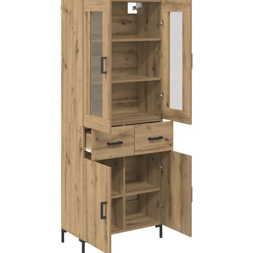 vidaXL Aparador alto 2 pcs Roble artesanal Madera de ingeniería Roble artisan Clearance