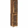 vidaXL Armarios Y Almacenamiento-Aparador alto 2 pcs Madera envejecida Cristal