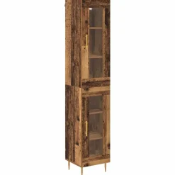 vidaXL Armarios Y Almacenamiento-Aparador alto 2 pcs Madera envejecida Cristal