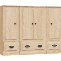 vidaXL Aparador alto 3 piezas madera contrachapada Roble Sonoma Clearance
