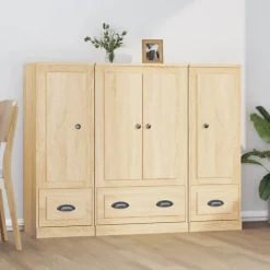 vidaXL Aparador alto 3 piezas madera contrachapada Roble Sonoma Clearance