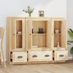 vidaXL Aparador alto 3 piezas madera contrachapada Roble Sonoma Clearance