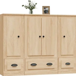 vidaXL Aparador alto 3 piezas madera contrachapada Roble Sonoma Clearance