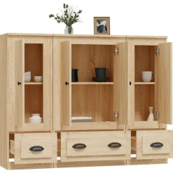vidaXL Aparador alto 3 piezas madera contrachapada Roble Sonoma Clearance