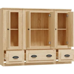 vidaXL Aparador alto 3 piezas madera contrachapada Roble Sonoma Clearance