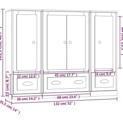 vidaXL Aparador alto 3 piezas madera contrachapada Roble Sonoma Clearance