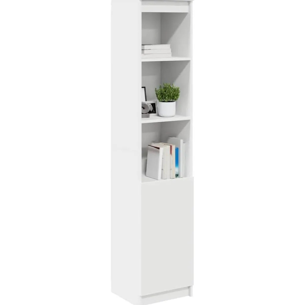 vidaXL Aparador alto 37,5x35x180 cm madera de ingeniería Blanco Discount