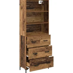 vidaXL Aparador alto con cajón Madera vieja 69,5 x 34 x 180 cm Madera envejecida New