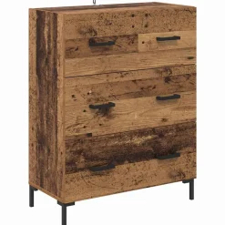 vidaXL Aparador alto con cajón Madera vieja 69,5 x 34 x 180 cm Madera envejecida New