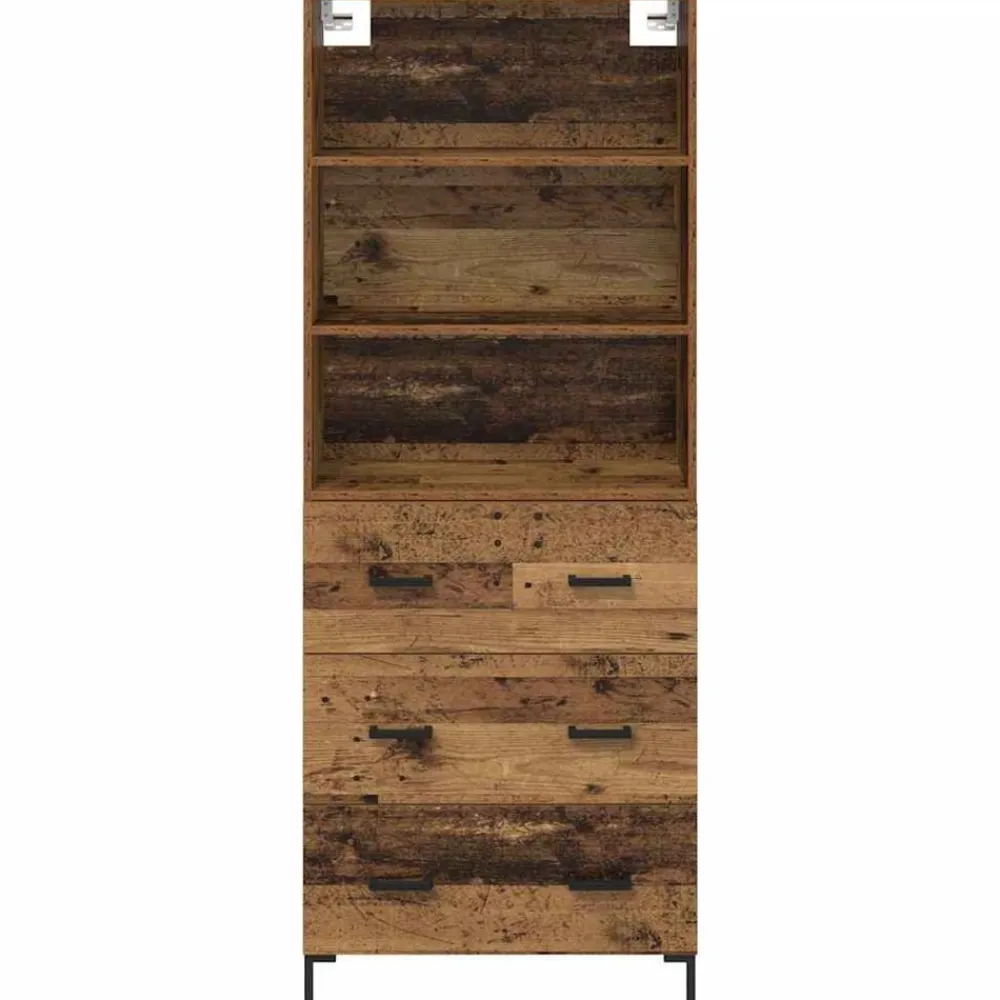 vidaXL Aparador alto con cajón Madera vieja 69,5 x 34 x 180 cm Madera envejecida New