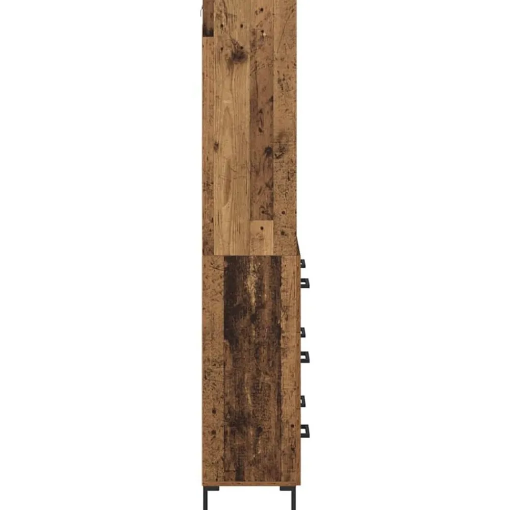 vidaXL Aparador alto con cajón Madera vieja 69,5 x 34 x 180 cm Madera envejecida New