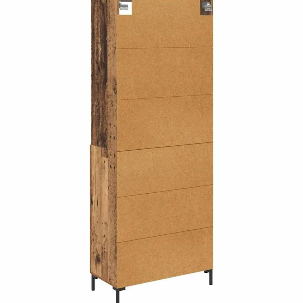 vidaXL Aparador alto con cajón Madera vieja 69,5 x 34 x 180 cm Madera envejecida New