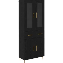 vidaXL Aparador alto con cajón 2 pcs Madera de ingeniería Roble negro Clearance