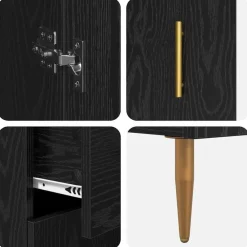 vidaXL Aparador alto con cajón 2 pcs Madera de ingeniería Roble negro Clearance