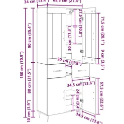 vidaXL Aparador alto con cajón 2 pcs Madera de ingeniería Roble negro Clearance