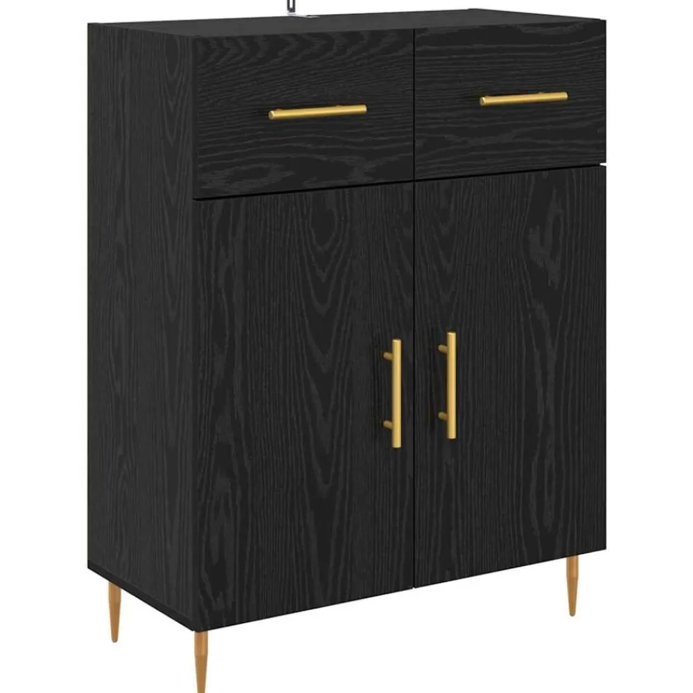vidaXL Aparador alto con cajón 2 pcs Madera de ingeniería Roble negro Clearance