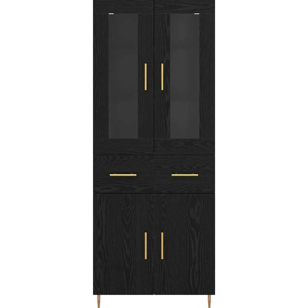 vidaXL Aparador alto con cajón 2 pcs Madera de ingeniería Roble negro Clearance